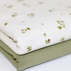 Jersey Cotton Fabric Digital Print - Clover With Ladybug