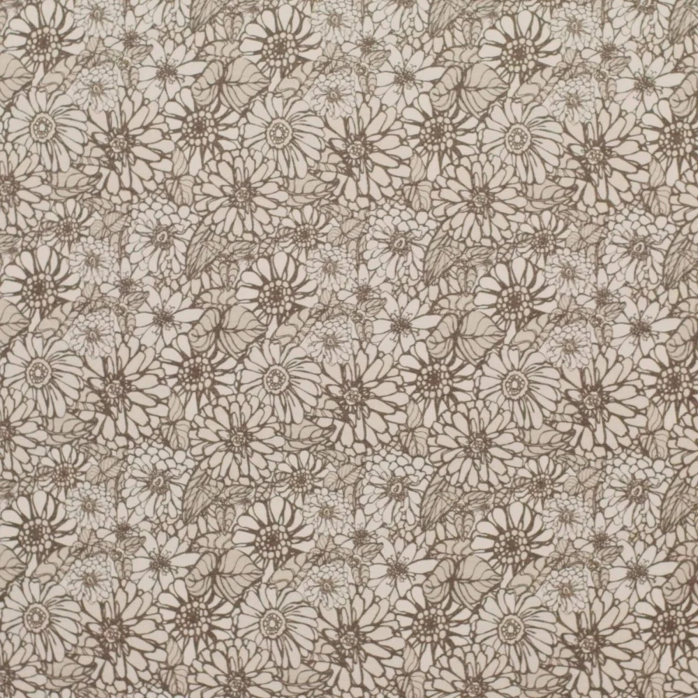 Jersey Katoen Digitale Print - Retro Bloemen Beige