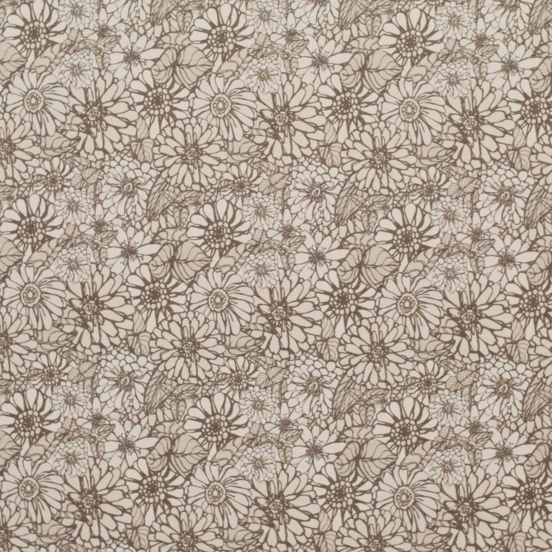Jersey Katoen Digitale Print - Retro Bloemen Beige
