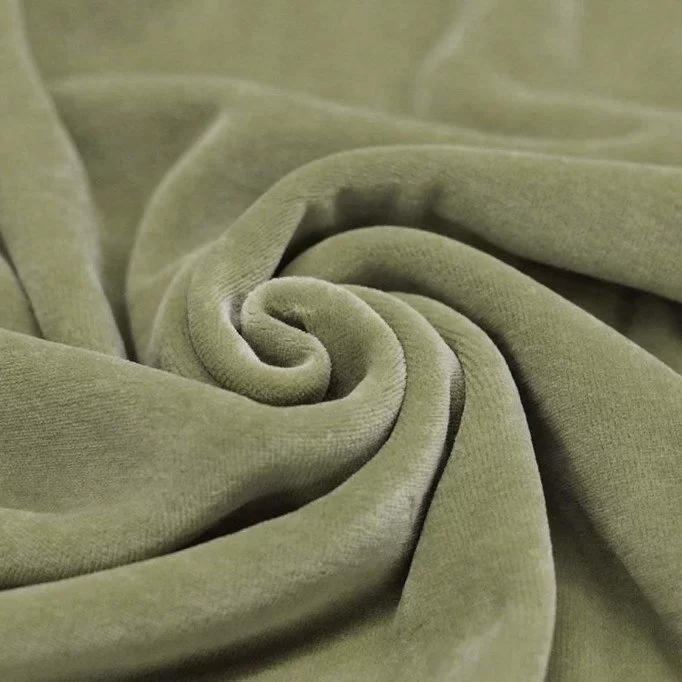 Nicki Velour Stoff Moos Grün - (Nicki Velour Stoffe)