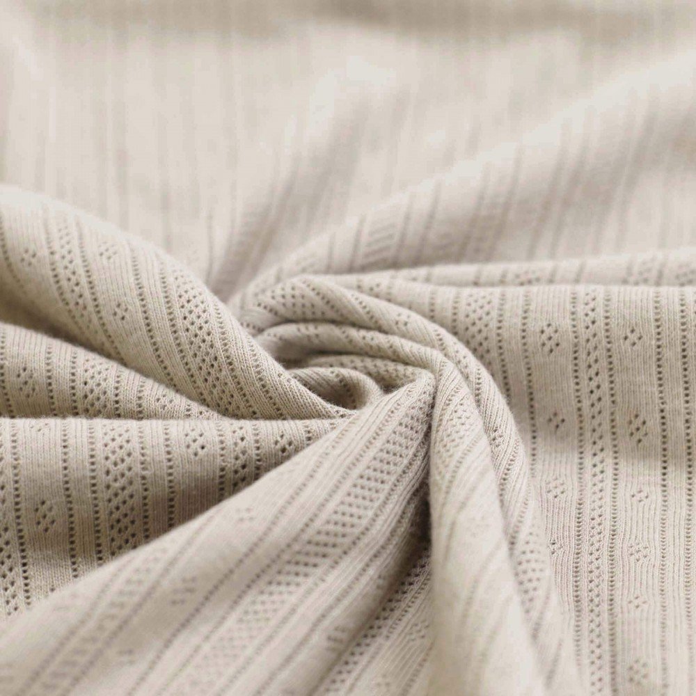 Pointoille Bomuldsjersey Stof (Striber) Lys Beige