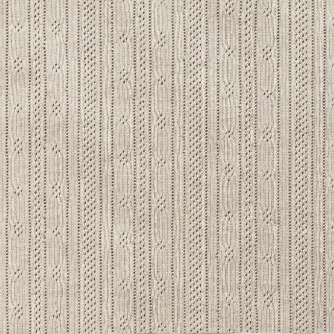 Pointoille Bomuldsjersey Stof (Striber) Lys Beige - (Jerseystoffer)