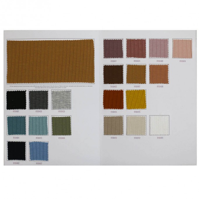 Brede Rib Jersey Stof Kleurenkaart - (Jersey Stoffen)
