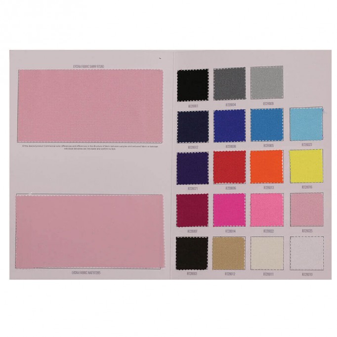 Lycra Stoff (Glänzendes) Musterkarte - (Lycra Stoffe Glänzender)