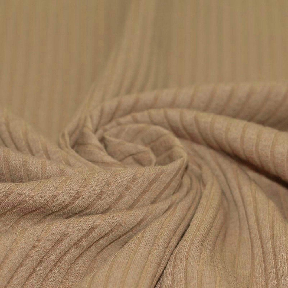 Tissu Maille Tricot à Grosses Cotes Cacao