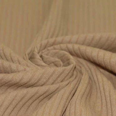 Wide Drop Needle Rib Fabric Cacao - (Jersey Fabrics)