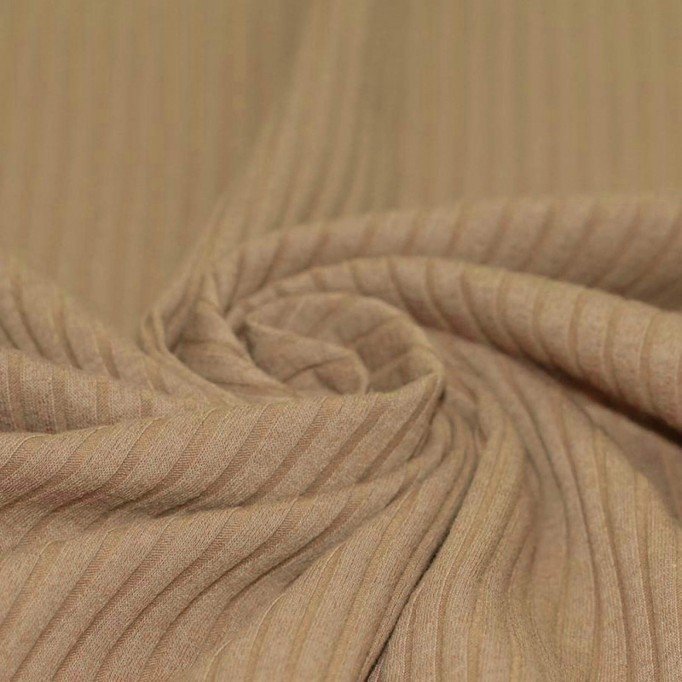 Tissu Maille Tricot à Grosses Cotes Cacao - (Tissus Jersey)