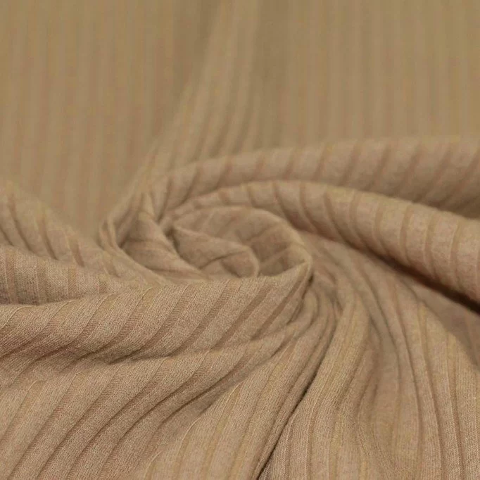 Wide Drop Needle Rib Fabric Cacao - (Jersey Fabrics)
