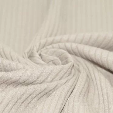 Wide Drop Needle Rib Fabric Light Beige - (Jersey Fabrics)