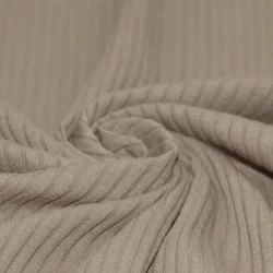 Tessuto Jersey Di Cotone a Coste Grande Taupe Tessuto Jersey Di Cotone a Coste Grande Taupe