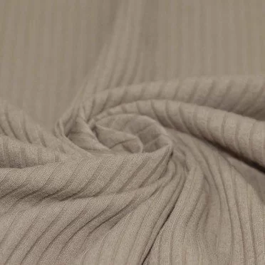 Wide Drop Needle Rib Fabric Taupe - (Jersey Fabrics)