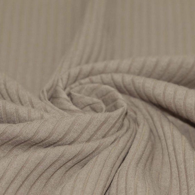 Wide Drop Needle Rib Fabric Taupe - (Jersey Fabrics)