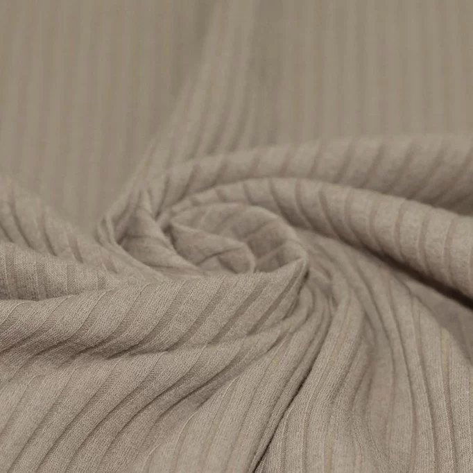 Wide Drop Needle Rib Fabric Taupe - (Jersey Fabrics)