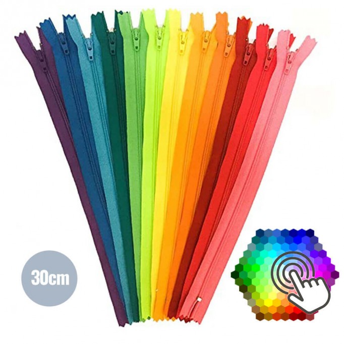 Fermeture Non Séparable YKK 30CM 5 Couleurs x 10 Pièces Paquet - (Non Séparable Fermetures Éclair Nyon YKK)