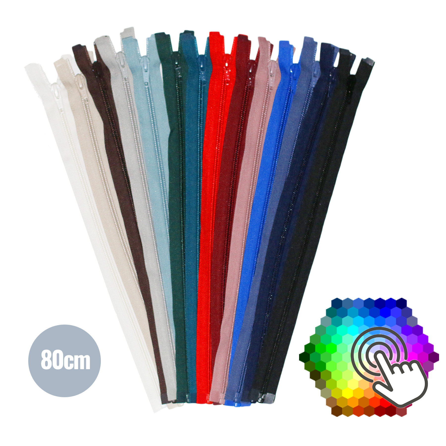 Deelbare Spiraal Rits YKK 80CM 5 Kleuren x 10 Stuks Pakket
