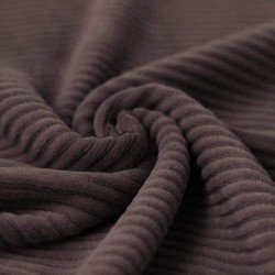 Tissu Jersey Velours à Grosses Cotes Mauve Foncé