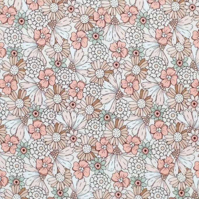 Jersey Cotton Fabric Digital Print - Cheerful Flower Pastel Jersey Cotton Fabric Digital Print - Cheerful Flower Pastel - (Jersey Cotton Fabric Digital Print)