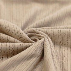 Pointoille Bomuldsjersey Stof (Striber) Mørk Beige