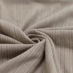Pointelle Cotton Jersey Fabric (Stripes) Taupe
