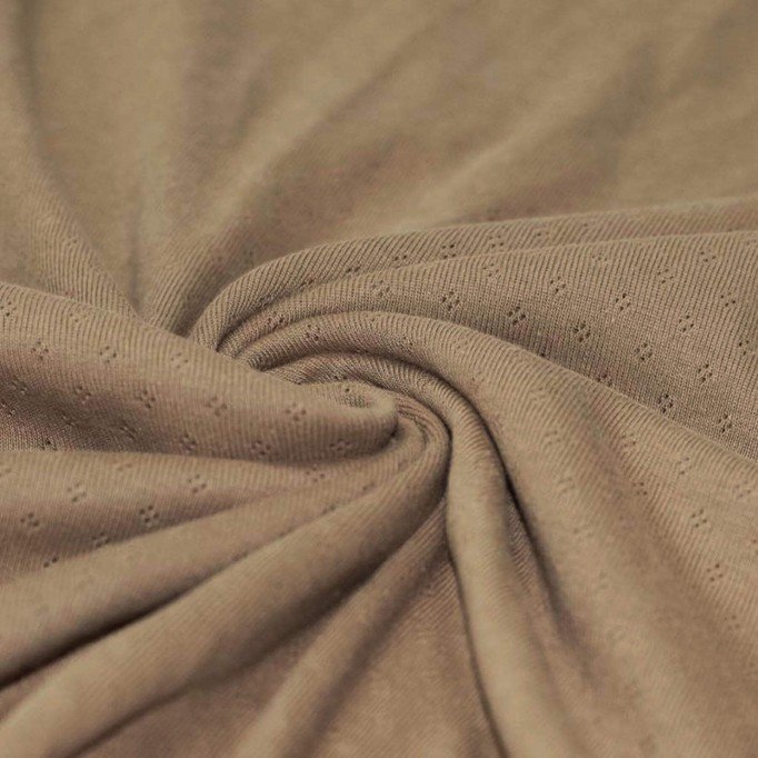 Pointelle Cotton Jersey Fabric (Mini) Cacao - (Jersey Fabrics)