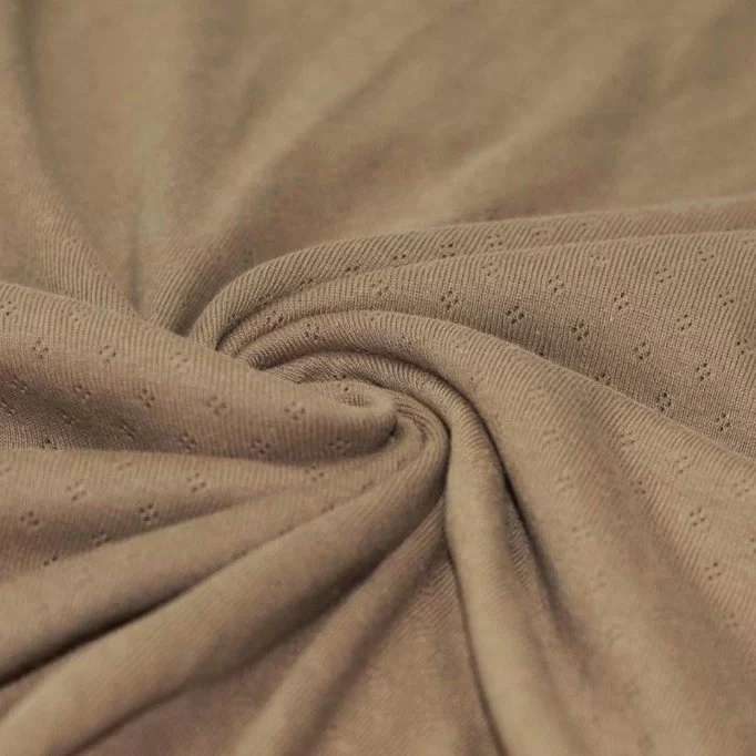 Pointelle Jersey Stof (Mini) Cacao - (Jersey Stoffen)