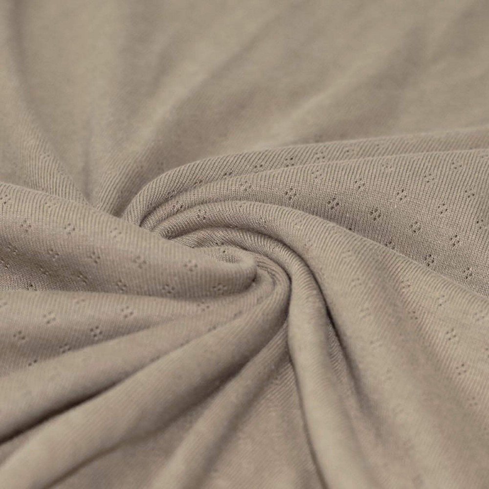 Pointoille Bomuldsjersey Stof (Mini) Mørk Beige
