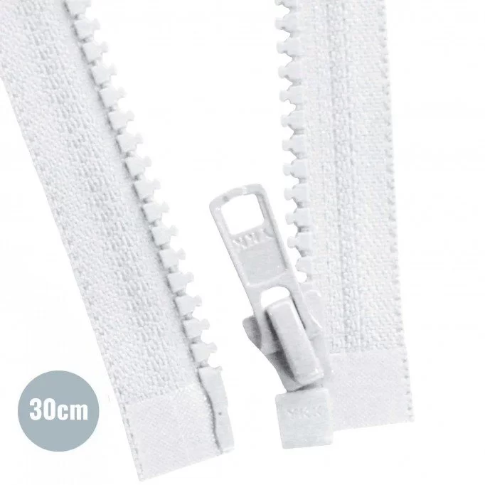 VISLON Teilbare Reißverschluss YKK Weiß 30CM - (Reißverschluss YKK)