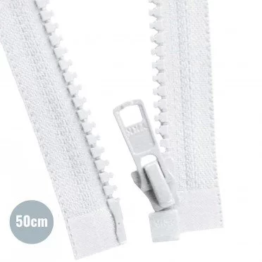 VISLON Teilbare Reißverschluss YKK Weiß 50CM - (Reißverschluss YKK)