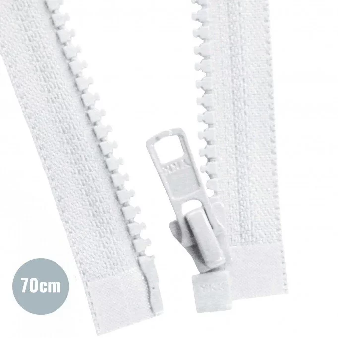 VISLON Teilbare Reißverschluss YKK Weiß 70CM - (Reißverschluss YKK)
