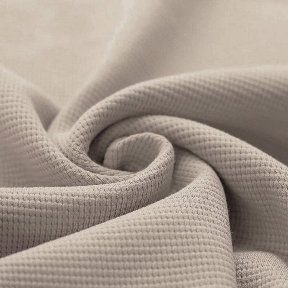 Waffle Knit Jersey Fabric Light Beige