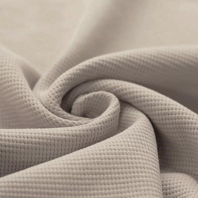 Waffelstrick Jersey Stoff Hellbeige - (Jersey Stoffe)