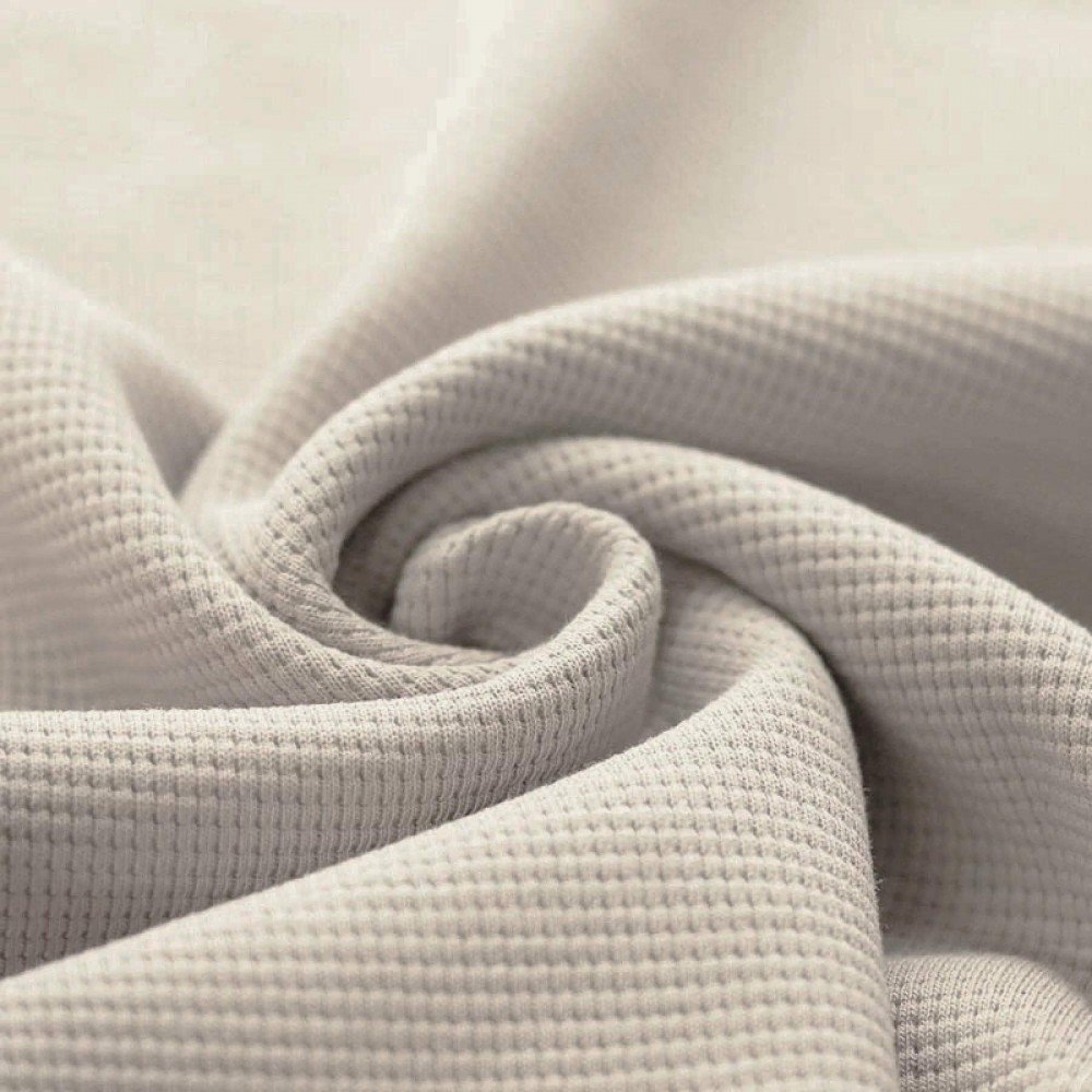 Waffle Knit Jersey Fabric Natural Beige 