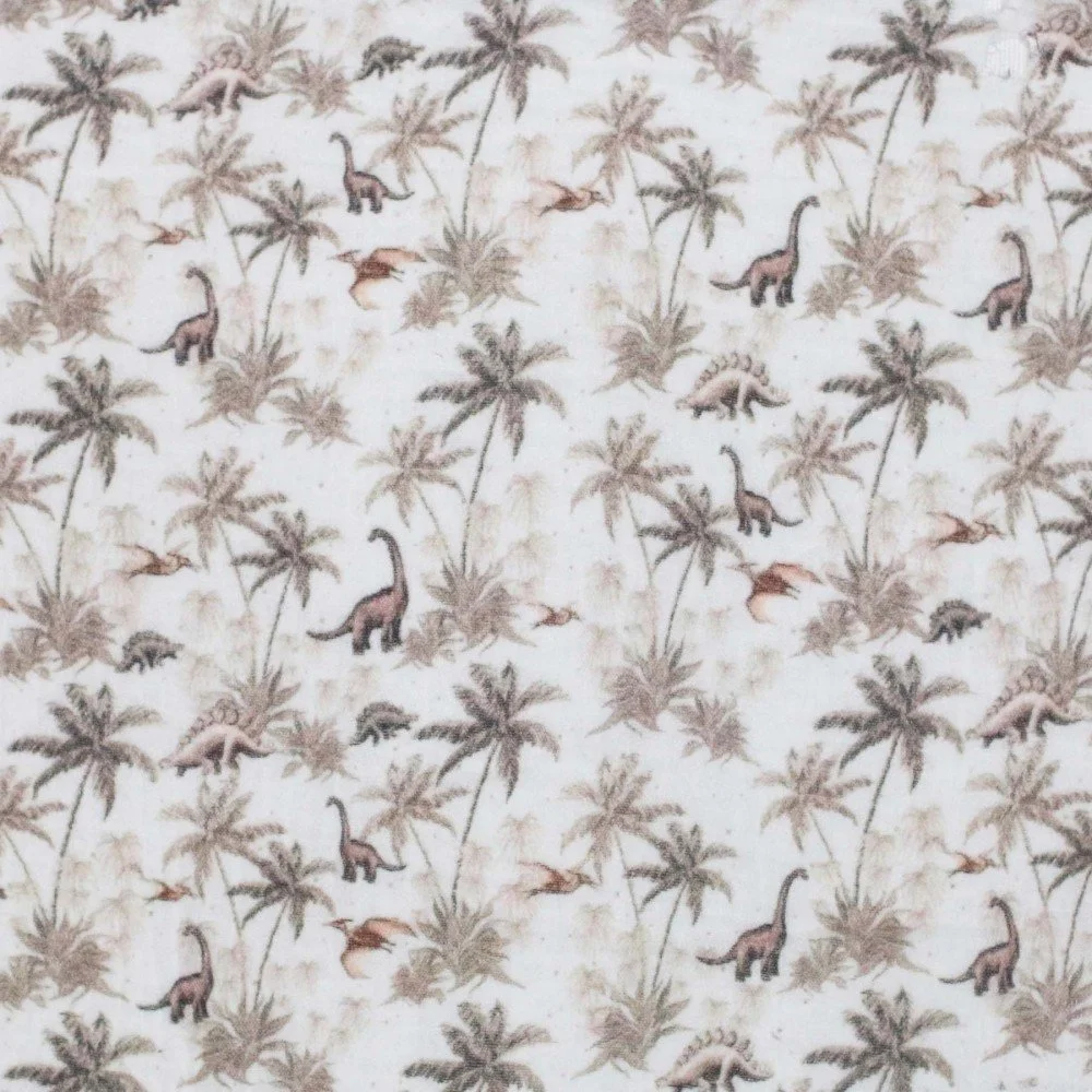 Double Gauze Fabric Digital Print - Dino Jungle Double Gauze Fabric Digital Print - Dino Jungle