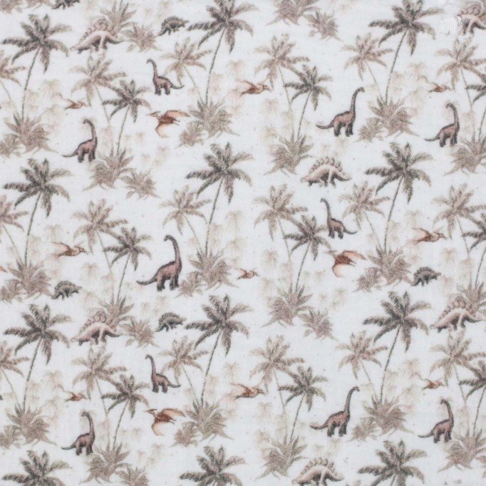 Double Gauze Fabric Digital Print - Dino Jungle - (Child Fabrics)