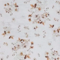 Double Gauze Fabric Digital Print - Jasmine Flowers Brown