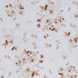 Double Gauze Fabric Digital Print - Jasmine Flowers Brown