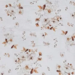 Double Gauze Fabric Digital Print - Jasmine Flowers Brown Double Gauze Fabric Digital Print - Jasmine Flowers Brown