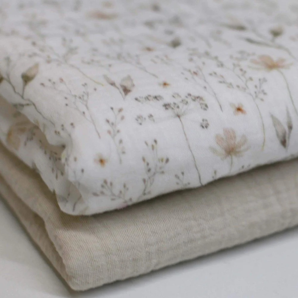 Double Gauze Fabric Digital Print - Nature Floral Double Gauze Fabric Digital Print - Nature Floral