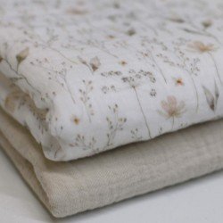 Double Gauze Fabric Digital Print - Nature Floral