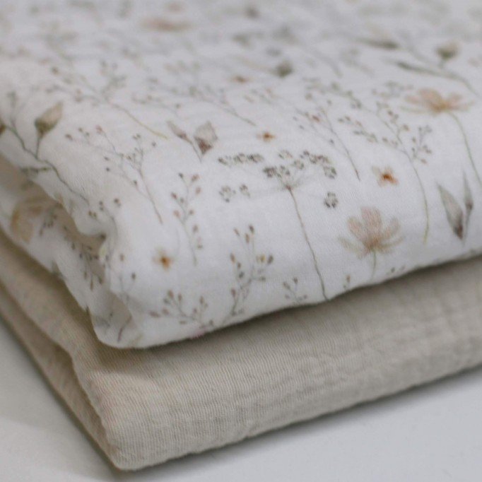 Double Gauze Fabric Digital Print - Nature Floral - (Child Fabrics)