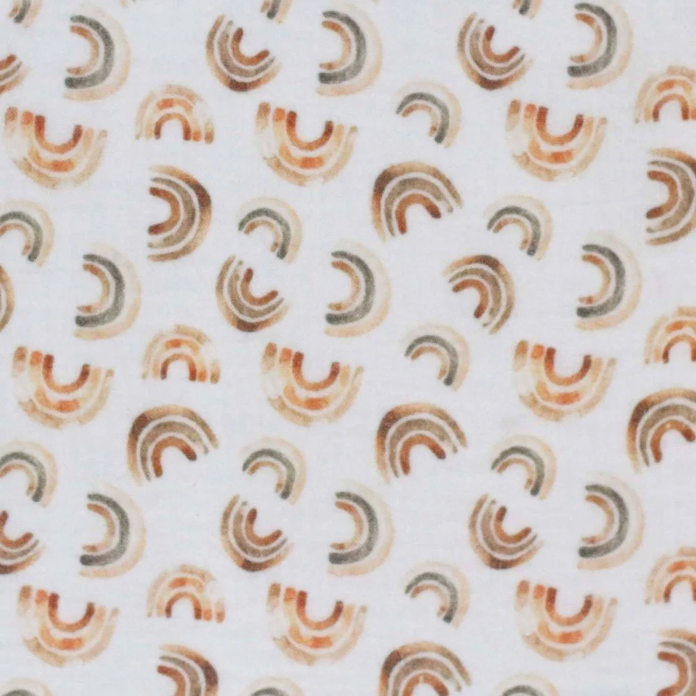 Double Gauze Fabric Digital Print - Irregular Rainbow Brown Double Gauze Fabric Digital Print - Irregular Rainbow Brown