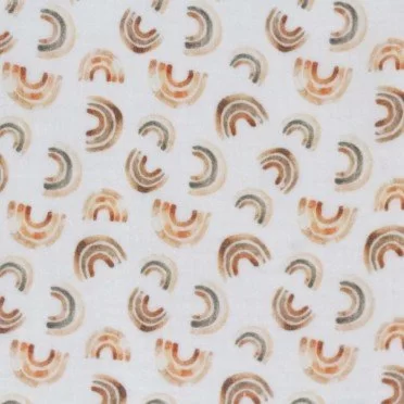Hydrofiel Stof Digitale Print - Onregelmatige Regenboog Bruin | Rijs Textiles Hydrofiel Stof Digitale Print - Onregelmatige Regenboog Bruin - (Kinderstoffen)