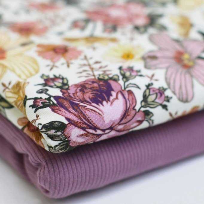 Jersey Coton Impression Numérique - Jardin Anglais Lilas  - (Jersey Coton Impression Numérique)