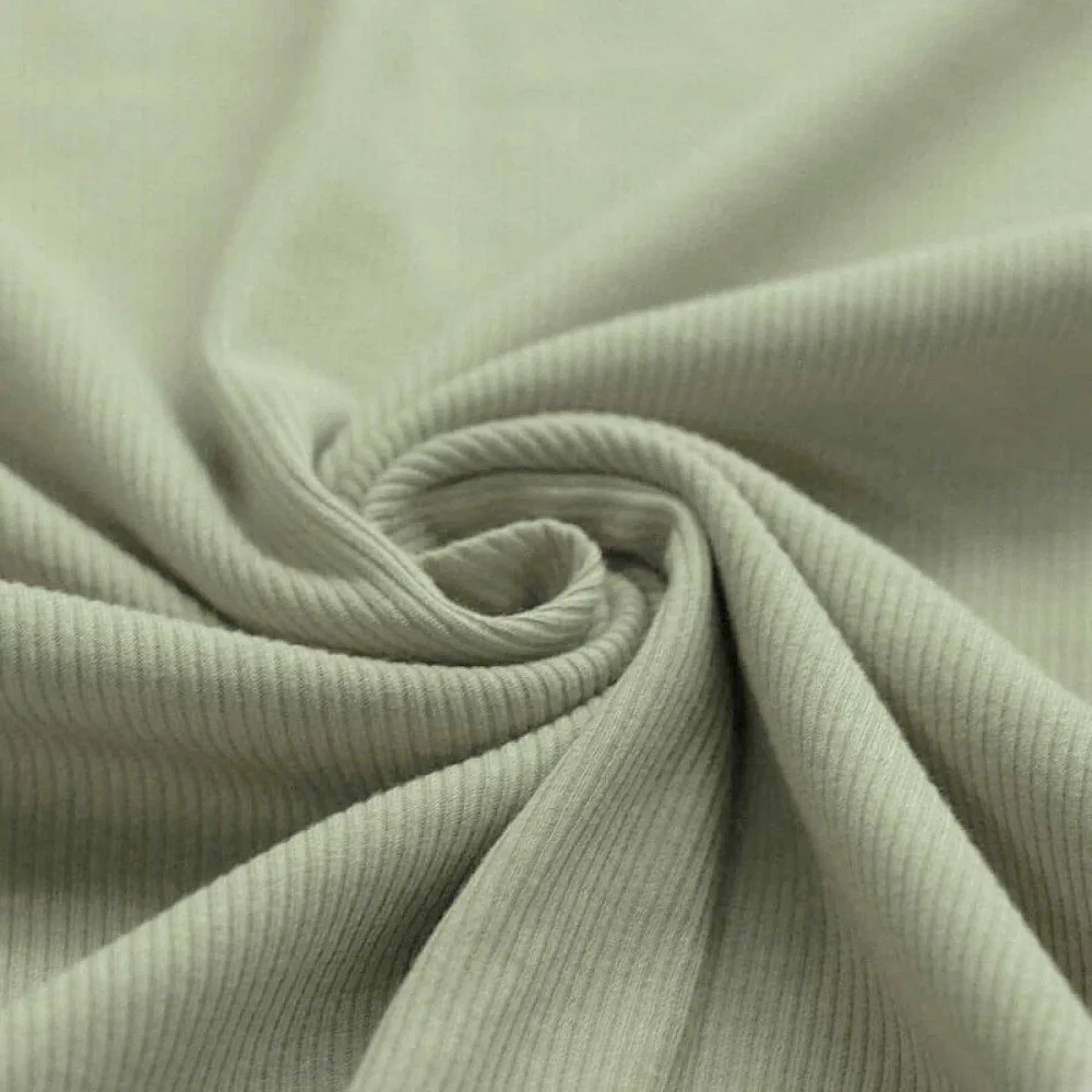 Rib Jersey Stof Dusty Groen
