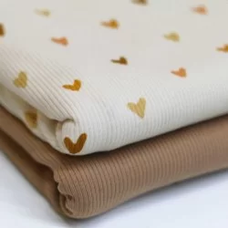 Tessuto Jersey Di Cotone Costine - Cuori Tessuto Jersey Di Cotone Costine - Cuori