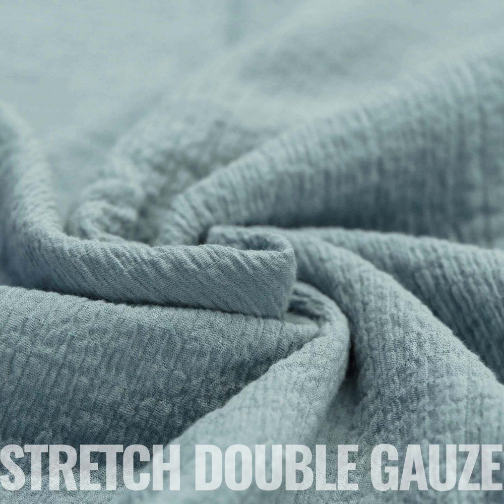 Stretch Musselin Stof Gammel Grøn