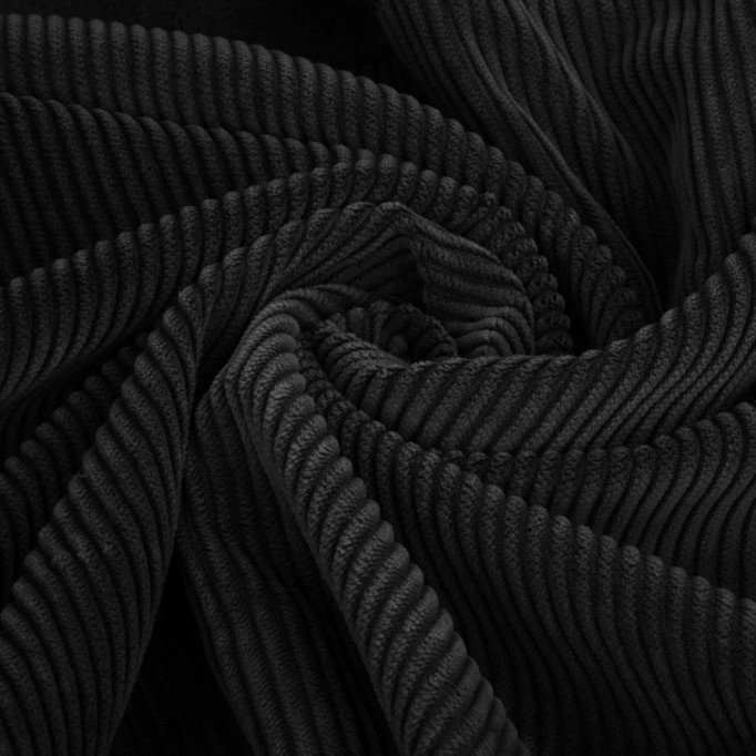 Tissu Velours Côtelé Stretch 6 Wales Noir - (Tissus De Mode)