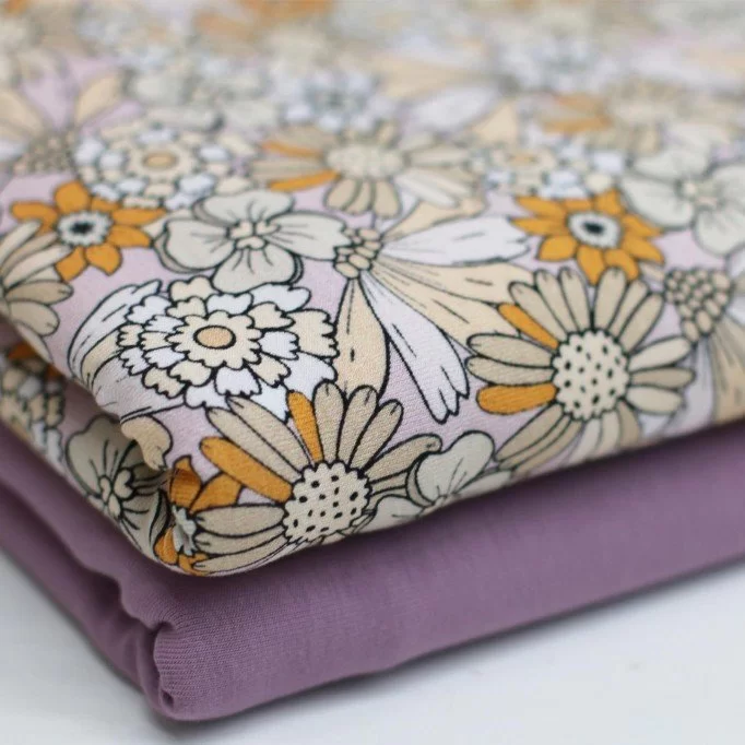 Dzianina Bawełniana Druk Cyfrowy - Wesoły Kwiat Liliowy | Rijs Textiles Dzianina Bawełniana Druk Cyfrowy - Wesoły Kwiat Liliowy Dzianina Jersey Bawełna Druk Cyfrowy