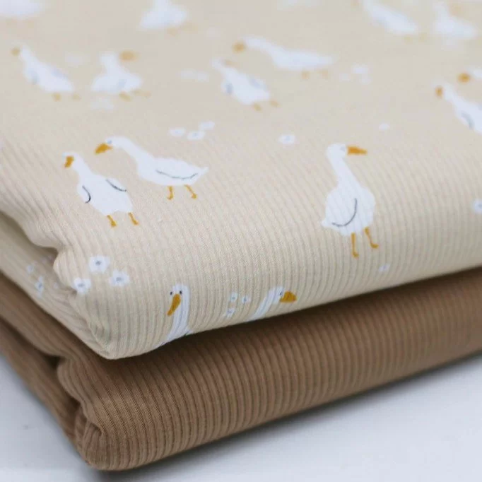 Rib Knit Jersey Fabric - Geese - (Jersey Fabrics)