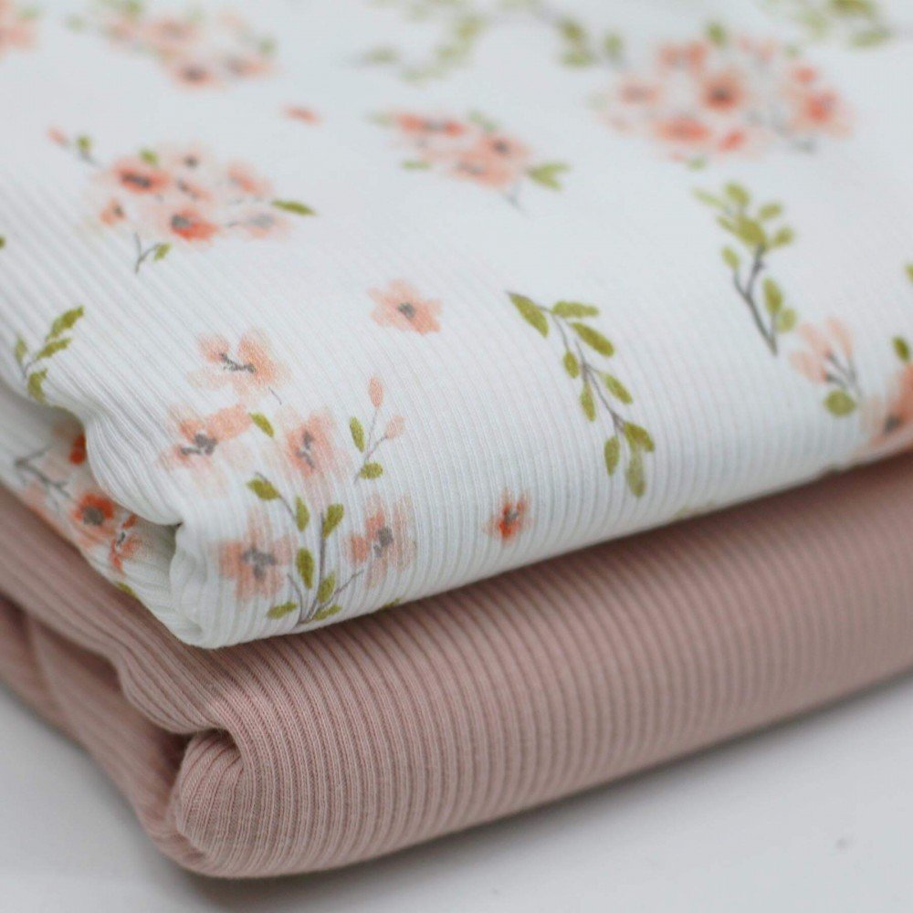 Rib Jersey Strikstof - Blomstrende Blomst